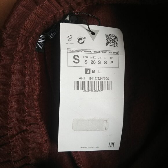 NEW WITH TAGS Zara cotton blend soft brown joggers sweatpants Small - Picture 14 of 15